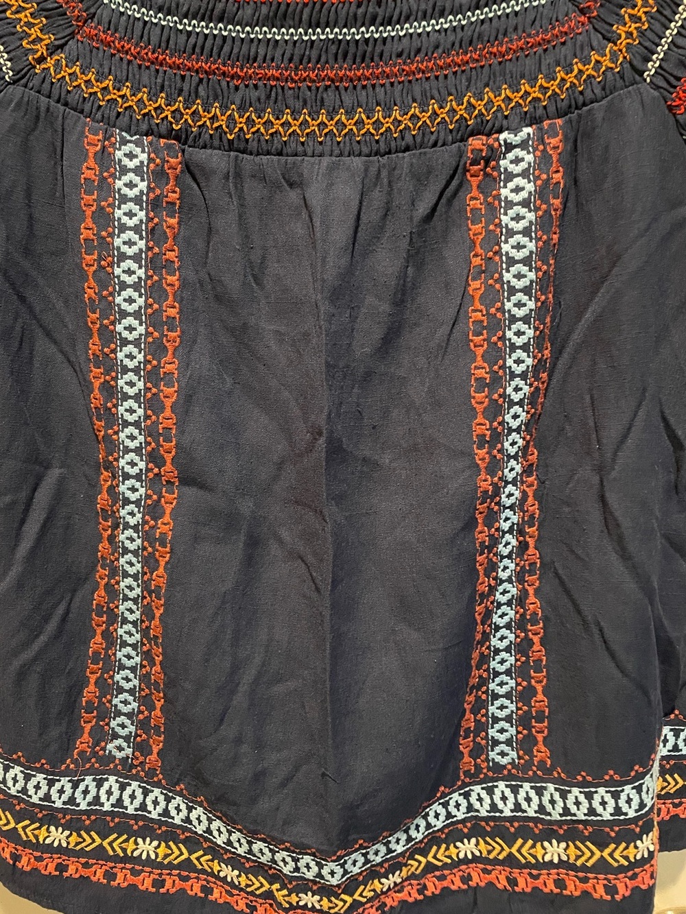 THML embroidered boho top. Navy Blue. Size M - Picture 5 of 9